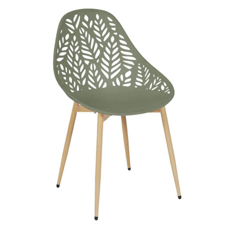 Lot de 4 chaises de jardin coque plastique vert olive - SAYRA
