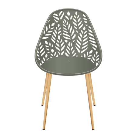 Lot de 4 chaises de jardin coque plastique vert olive - SAYRA