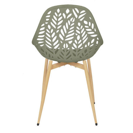 Lot de 4 chaises de jardin coque plastique vert olive - SAYRA