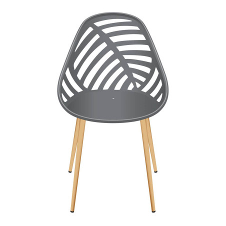 Lot de 4 chaises de jardin coque plastique gris pieds métal - SAORA