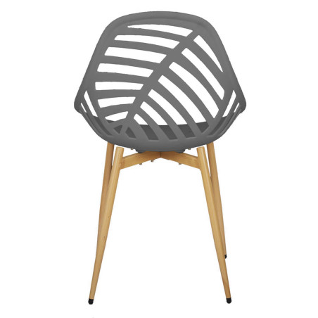 Lot de 4 chaises de jardin coque plastique gris pieds métal - SAORA