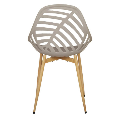 Lot de 4 chaises de jardin coque plastique ajourée taupe pieds métal - SAORA