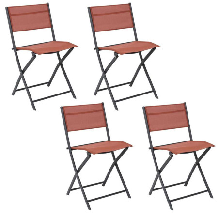 Lot de 4 chaises de jardin pliantes terracotta - SANEA