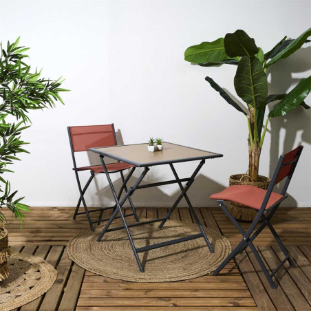 Lot de 4 chaises de jardin pliantes terracotta - SANEA