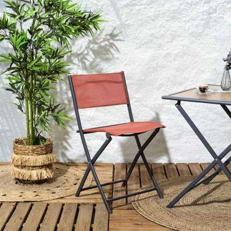 Lot de 4 chaises de jardin pliantes terracotta - SANEA