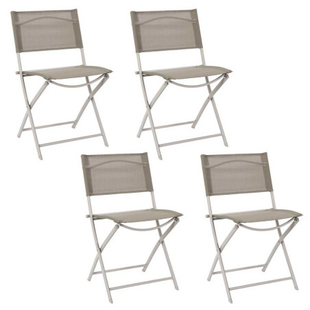 Lot de 4 Chaises de Jardin Pliantes Beige - SANEA