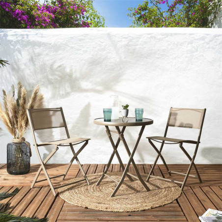 Lot de 4 Chaises de Jardin Pliantes Beige - SANEA