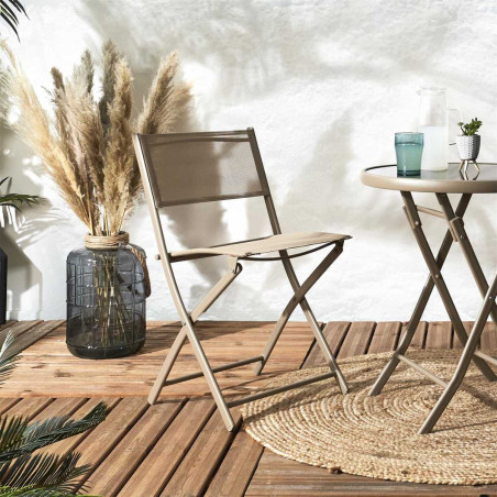 Lot de 4 Chaises de Jardin Pliantes Beige - SANEA