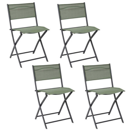 Lot de 4 chaises de jardin pliantes kaki - SANEA
