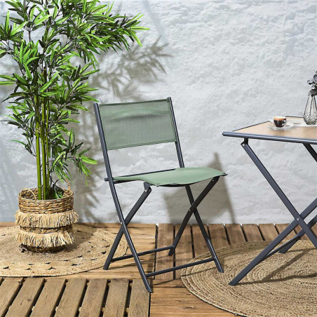 Lot de 4 chaises de jardin pliantes kaki - SANEA