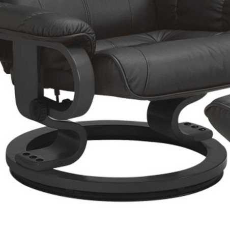 Fauteuil dossier inclinable pivotant cuir/pvc noir avec repose-pieds - ORWELLOR