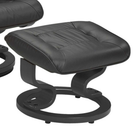 Fauteuil dossier inclinable pivotant cuir/pvc noir avec repose-pieds - ORWELLOR