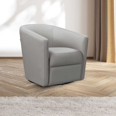Fauteuil cabriolet pivotant 360° tissu micro grain gris perle - GINKOR