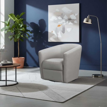 Fauteuil cabriolet pivotant 360° tissu micro grain gris perle - GINKOR
