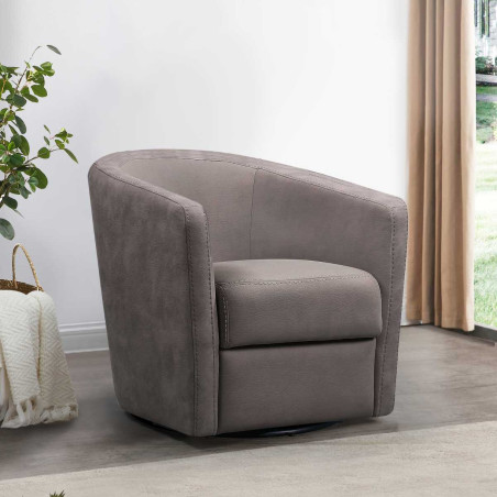 Fauteuil cabriolet pivotant 360° tissu micro peau brun taupe - GINKOR