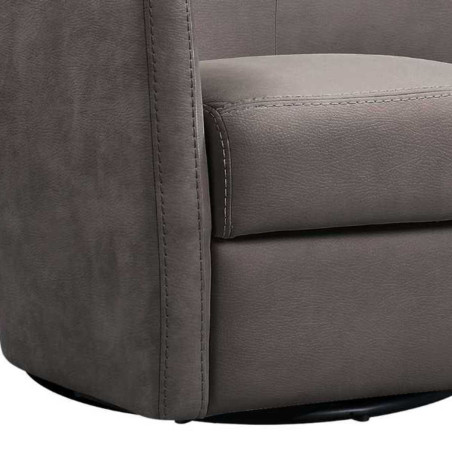 Fauteuil cabriolet pivotant 360° tissu micro peau brun taupe - GINKOR
