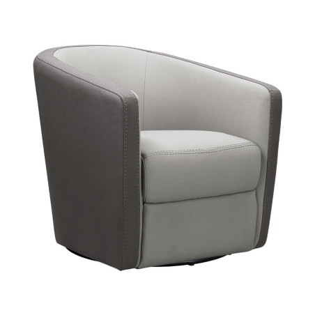 Fauteuil cabriolet pivotant 360° tissu micro grain gris perle et plomb - GINKOR