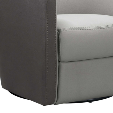 Fauteuil cabriolet pivotant 360° tissu micro grain gris perle et plomb - GINKOR