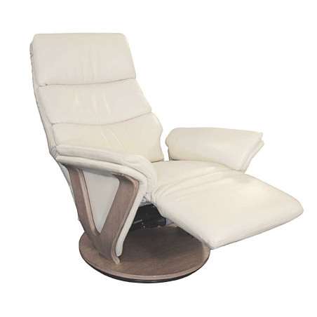 Fauteuil relax électrique pivotant bi-moteur cuir/pvc mastic - HOLY