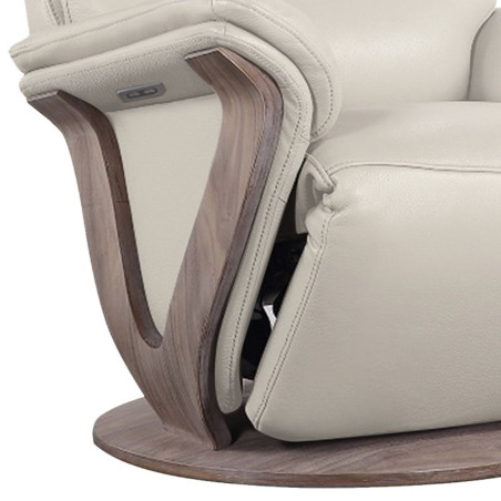 Fauteuil relax électrique pivotant bi-moteur cuir/pvc mastic - HOLY
