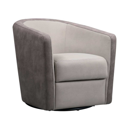Fauteuil cabriolet pivotant 360° micro peau mastic brun taupe - GINKOR