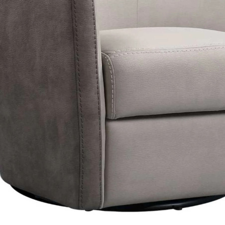 Fauteuil cabriolet pivotant 360° micro peau mastic brun taupe - GINKOR