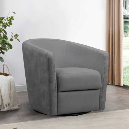Fauteuil cabriolet pivotant 360° en tissu micro peau gris foncé - GINKOR