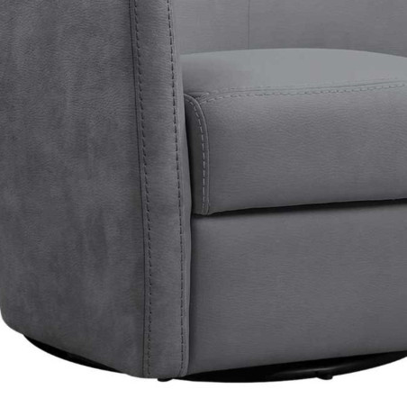 Fauteuil cabriolet pivotant 360° en tissu micro peau gris foncé - GINKOR