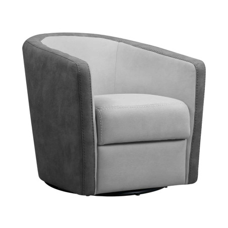 Fauteuil cabriolet pivotant 360° micro peau gris clair et gris foncé - GINKOR