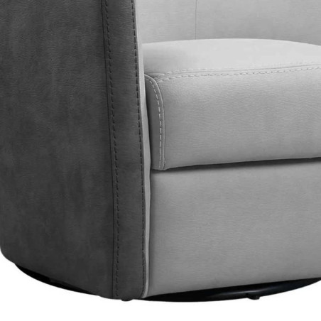 Fauteuil cabriolet pivotant 360° micro peau gris clair et gris foncé - GINKOR