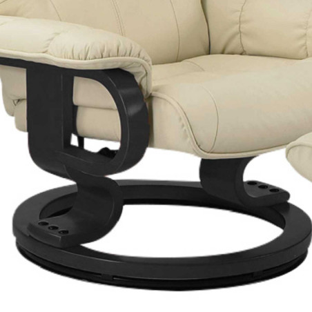 Fauteuil pivotant inclinable cuir/pvc beige avec repose-pieds - ORWELLOR