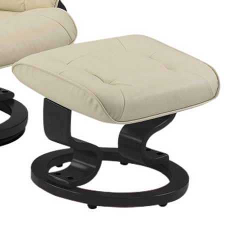 Fauteuil pivotant inclinable cuir/pvc beige avec repose-pieds - ORWELLOR