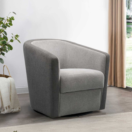 Fauteuil cabriolet pivotant 360° tissu gris clair et gris foncé - GINKOR