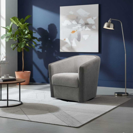 Fauteuil cabriolet pivotant 360° tissu gris clair et gris foncé - GINKOR