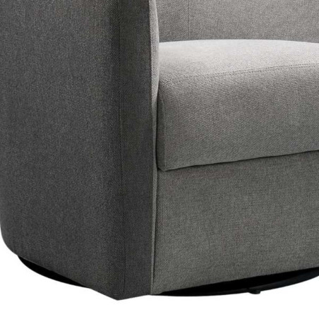 Fauteuil cabriolet pivotant 360° tissu gris clair et gris foncé - GINKOR