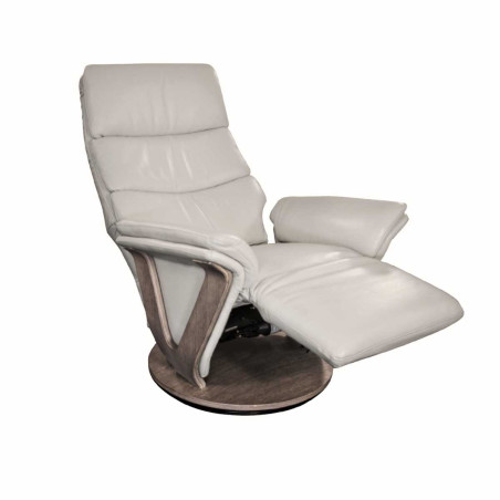 Fauteuil relax électrique pivotant bi-moteur cuir/pvc gris foncé - HOLY