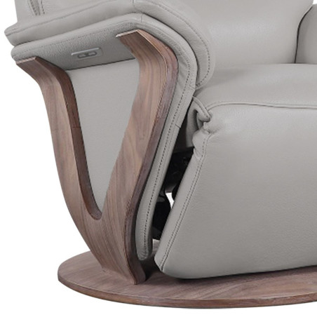 Fauteuil relax électrique pivotant bi-moteur cuir/pvc gris foncé - HOLY