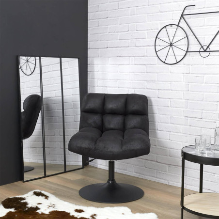 Fauteuil Pivotant Simili Cuir Noir - BULIA
