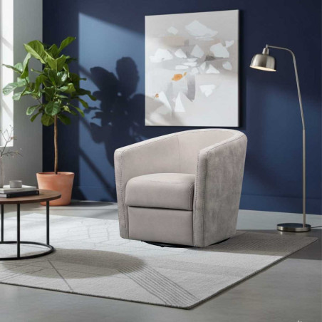 Fauteuil cabriolet pivotant 360° tissu micro peau mastic - GINKOR