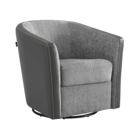 Fauteuil cabriolet pivotant 360° tissu chenillé gris - GINKOR