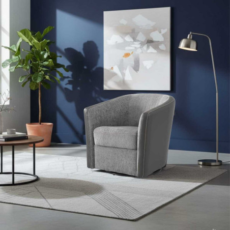 Fauteuil cabriolet pivotant 360° tissu chenillé gris - GINKOR