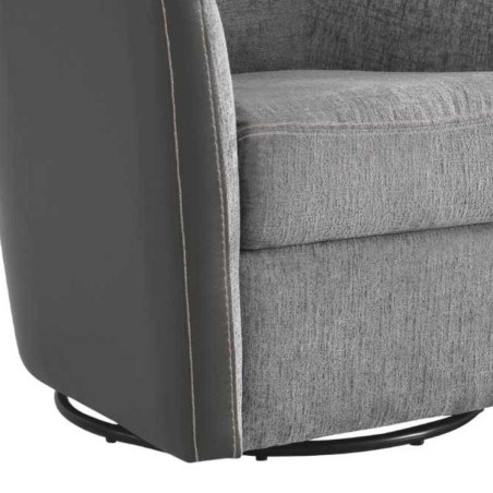 Fauteuil cabriolet pivotant 360° tissu chenillé gris - GINKOR