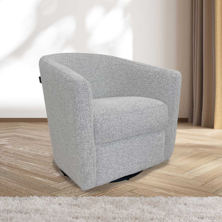 Fauteuil cabriolet pivotant 360° tissu gris galet - GINKOR