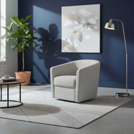 Fauteuil cabriolet pivotant 360° tissu gris galet - GINKOR