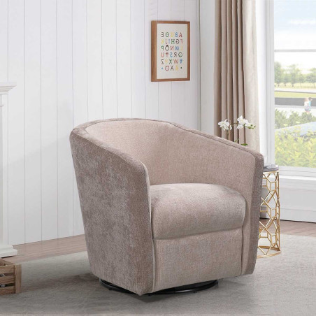 Fauteuil cabriolet pivotant 360° tissu maillé beige - GINKOR