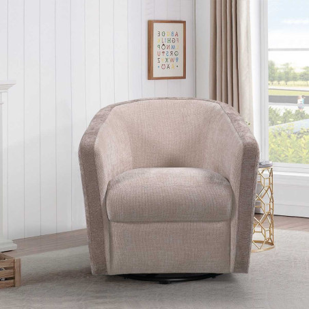 Fauteuil cabriolet pivotant 360° tissu maillé beige - GINKOR