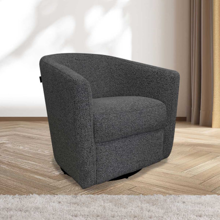 Fauteuil cabriolet pivotant 360° tissu gris carbone - GINKOR