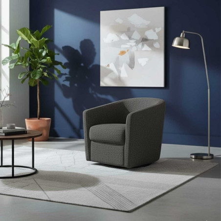 Fauteuil cabriolet pivotant 360° tissu gris carbone - GINKOR