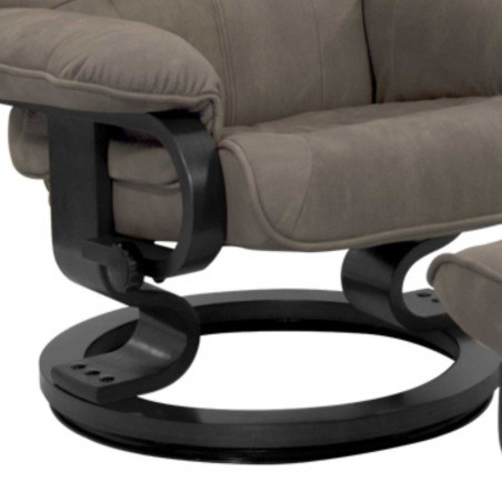 Fauteuil pivotant inclinable micro peau gris clair avec repose-pieds - ORWELLOR