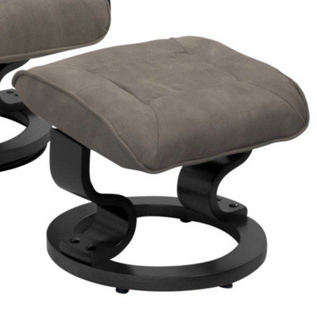 Fauteuil pivotant inclinable micro peau gris clair avec repose-pieds - ORWELLOR
